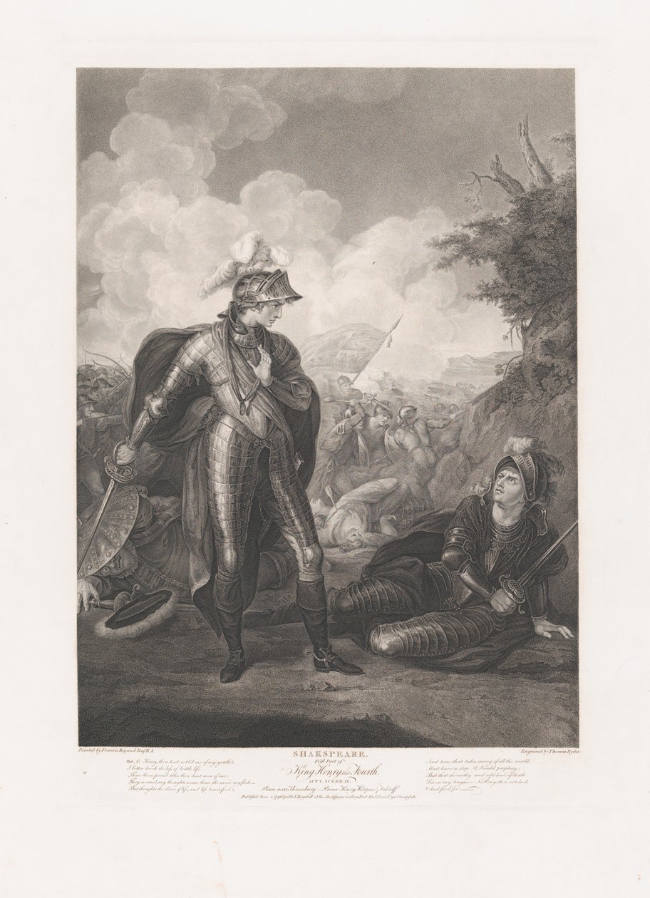 Prinssi Henry, Hotspur ja Falstaff Shakespeare, King Henry..., julkaistu ensimmäisen kerran 1796, julkaistu uudelleen 1852. tekijältä Thomas Ryder