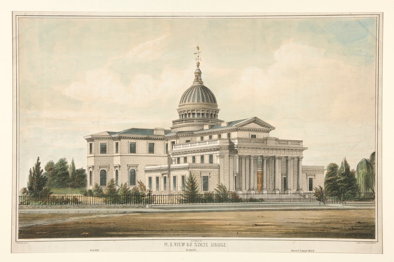 N.E. Näkymä State Housesta, rakennettu 1794 - Trenton, N.J. Muutettu ja laajennettu 1845-6 tekijältä Thomas S. Sinclair