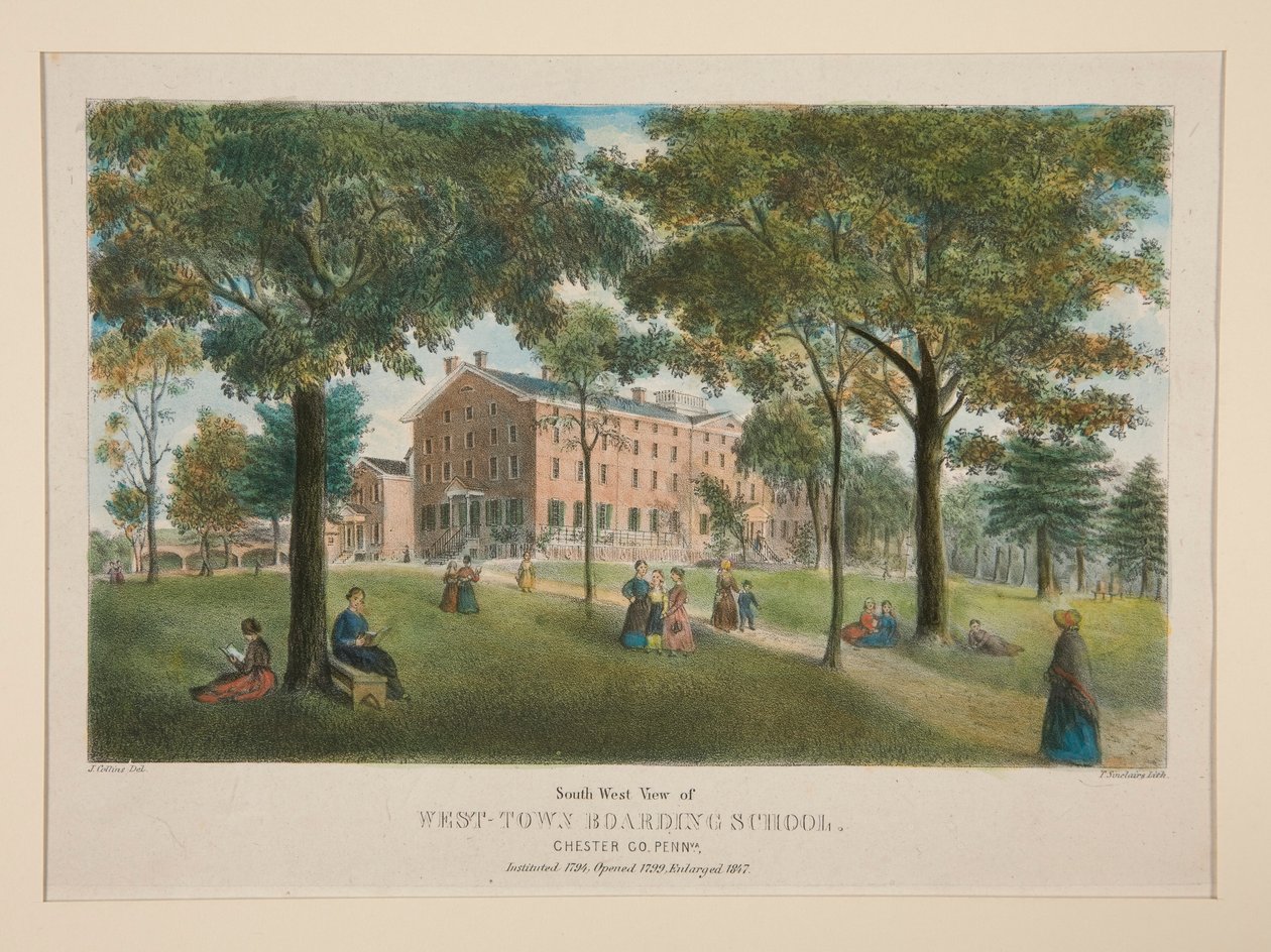 West-Town Boarding School (lounasnäkymä), Chester County, Pa. tekijältä Thomas S. Sinclair