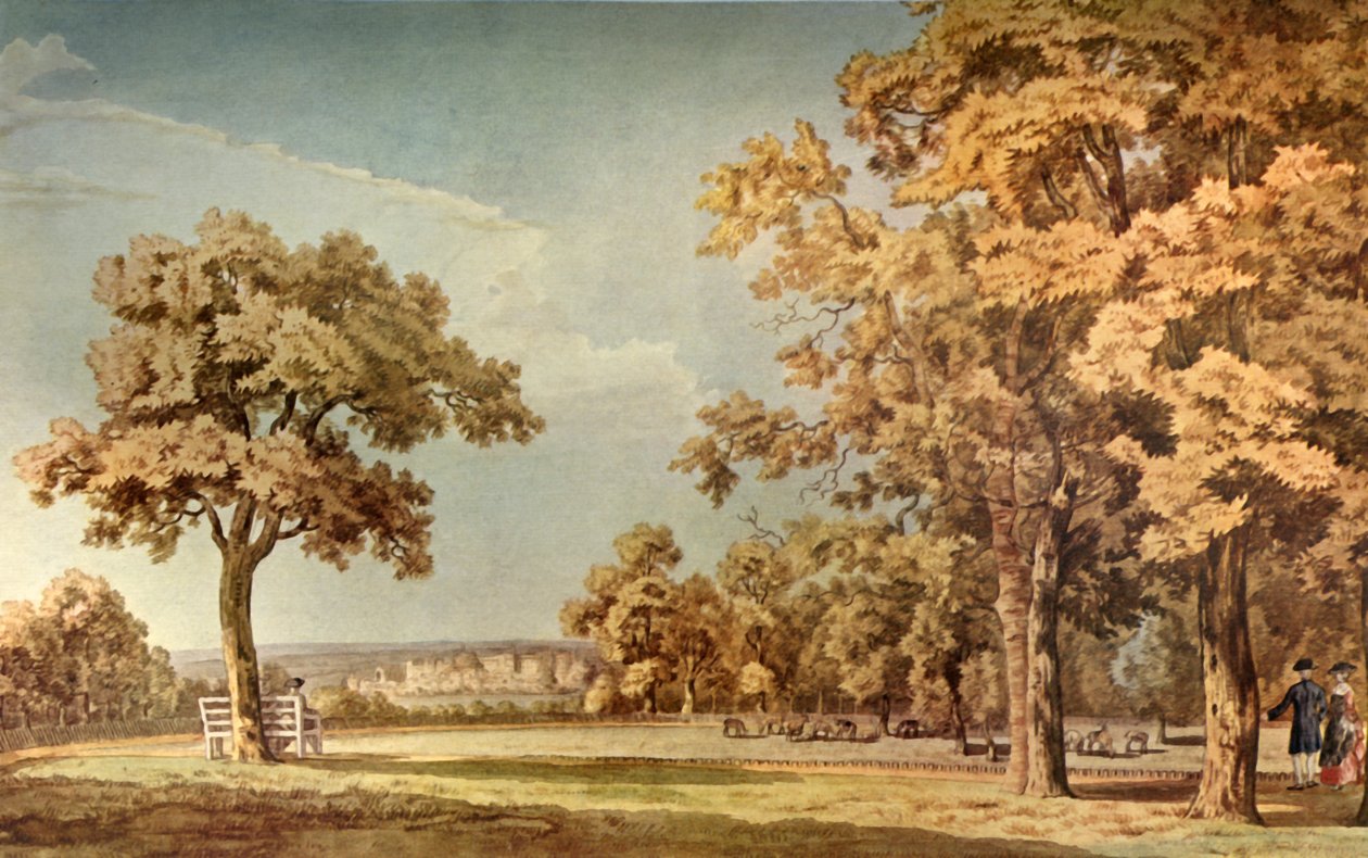 Windsorin linna Suuresta puistosta lähellä pitkän kävelyn loppua, 1740-1798, 1934. tekijältä Thomas Sandby