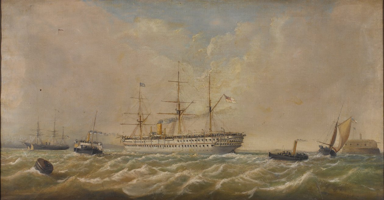 HM Troopship ?Eufrat? saapuu Spitheadiin Bombaysta 5. joulukuuta 1879 ja tuo kotiin 3. tekijältä Thomas Sewell Robins