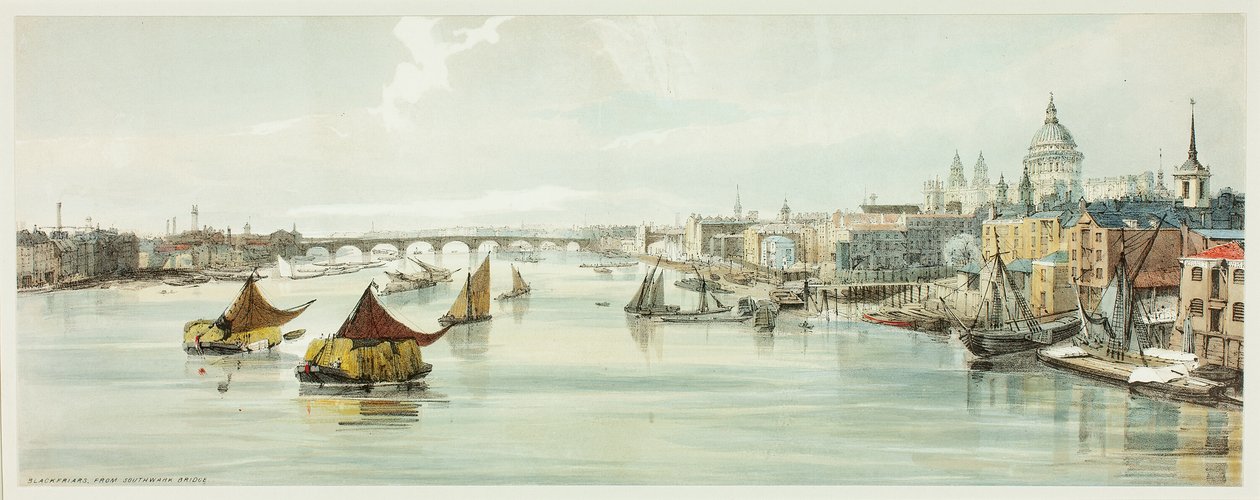 Blackfriars, Southwark Bridgestä, levy kuusi Original Views of Londonista sellaisena kuin se on tekijältä Thomas Shotter Boys