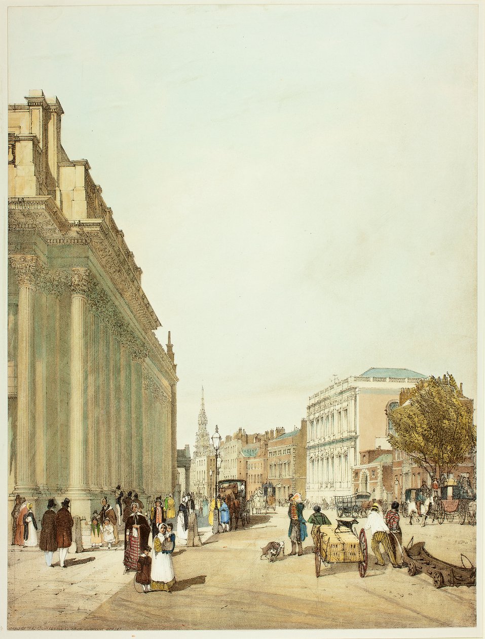 Board of Trade, Whitehall, Downing Streetiltä, levy kahdeksan julkaisusta Original Views of London sellaisena kuin se on tekijältä Thomas Shotter Boys