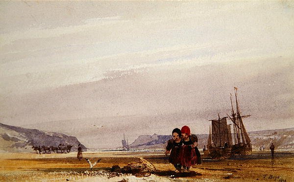 Lapset rannalla (akvarelli paperille) tekijältä Thomas Shotter Boys