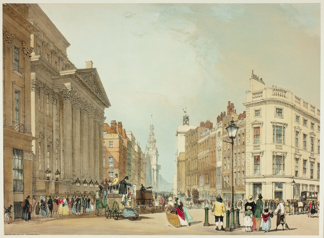 Mansion House, Cheapside, yksi levy alkuperäisistä näkymistä Lontooseen sellaisena kuin se on tekijältä Thomas Shotter Boys