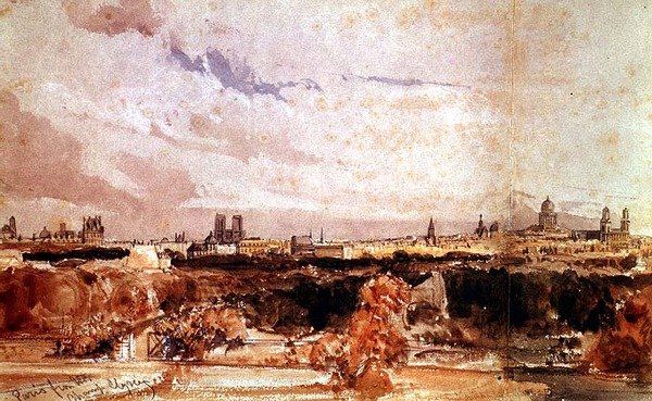 Pariisi Champs Elysees -kadulta katsottuna (akvarelli) tekijältä Thomas Shotter Boys