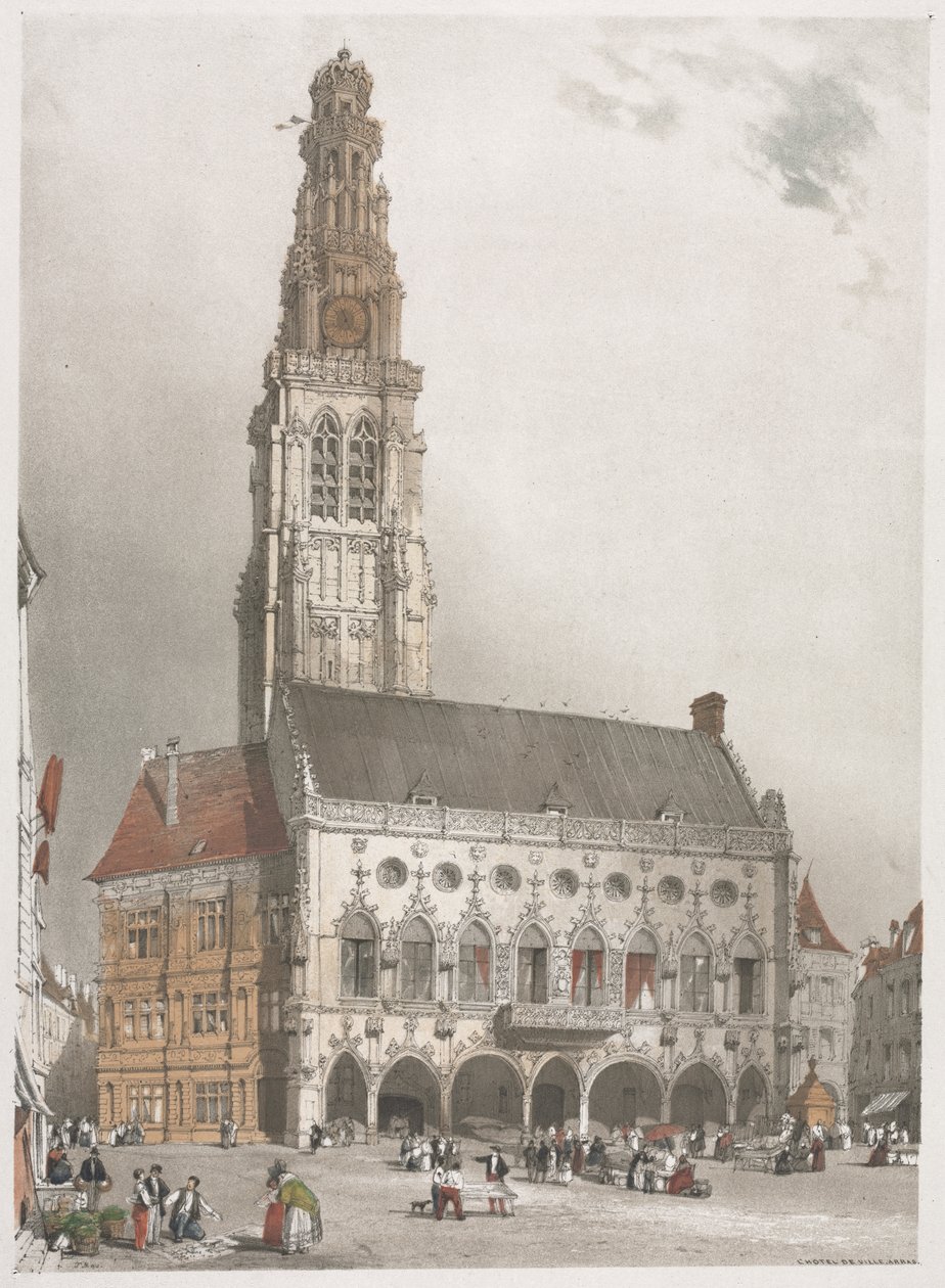 Kuvankaunis arkkitehtuuri Pariisissa, Gentissä, Antwerpenissä, Rouenissa, 1839. tekijältä Thomas Shotter Boys