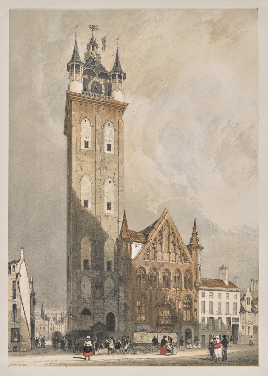 Kuvankaunis arkkitehtuuri Pariisissa, Gentissä, Antwerpenissä, Rouenissa: Belfrey, Gent, Belgia tekijältä Thomas Shotter Boys