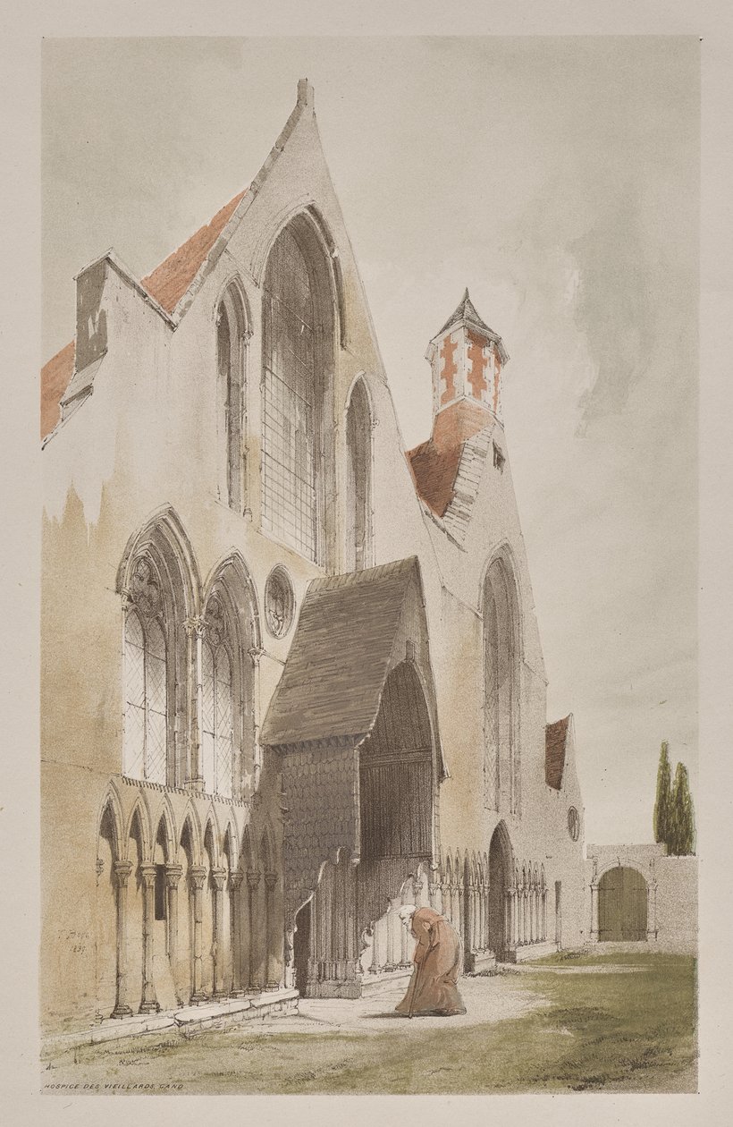 Kuvankaunis arkkitehtuuri Pariisissa, Gentissä, Antwerpenissä, Rouenissa: Hospice des Vieillards, Gent, Belgia tekijältä Thomas Shotter Boys