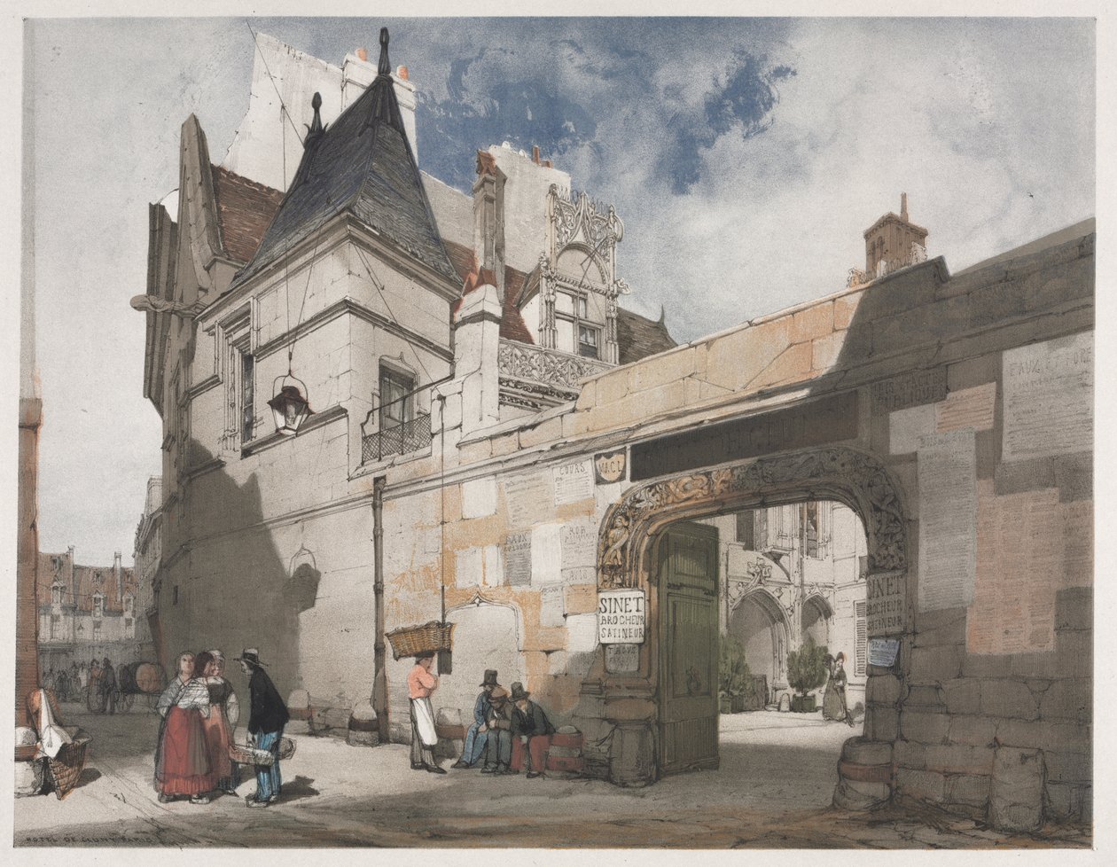 Kuvankaunis arkkitehtuuri Pariisissa, Gentissä, Antwerpenissä, Rouenissa: Hôtel de Cluny, Pariisi tekijältä Thomas Shotter Boys