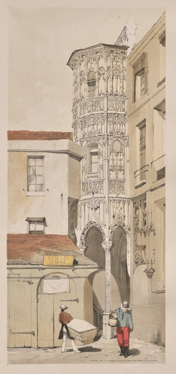 Kuvankaunis arkkitehtuuri Pariisissa, Gentissä, Antwerpenissä, Rouenissa: Hotel de la Tremouille, Rue des Bourbonnois, Pariisi tekijältä Thomas Shotter Boys