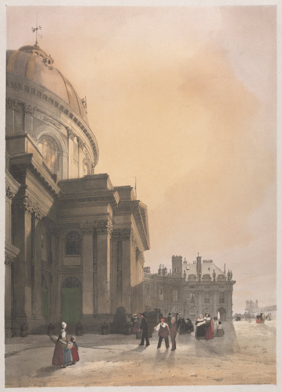 Kuvankaunis arkkitehtuuri Pariisissa, Gentissä, Antwerpenissä, Rouenissa: La Chapelle de lInstitut ..., 1839. tekijältä Thomas Shotter Boys