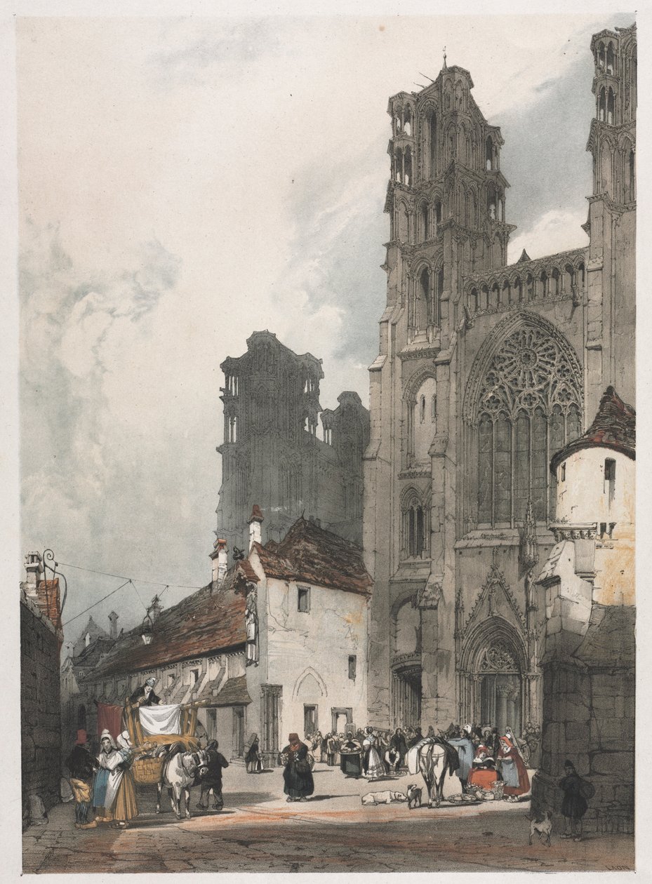 Kuvankaunis arkkitehtuuri Pariisissa, Gentissä, Antwerpenissä, Rouenissa: Laon, Ranska, 1839. tekijältä Thomas Shotter Boys