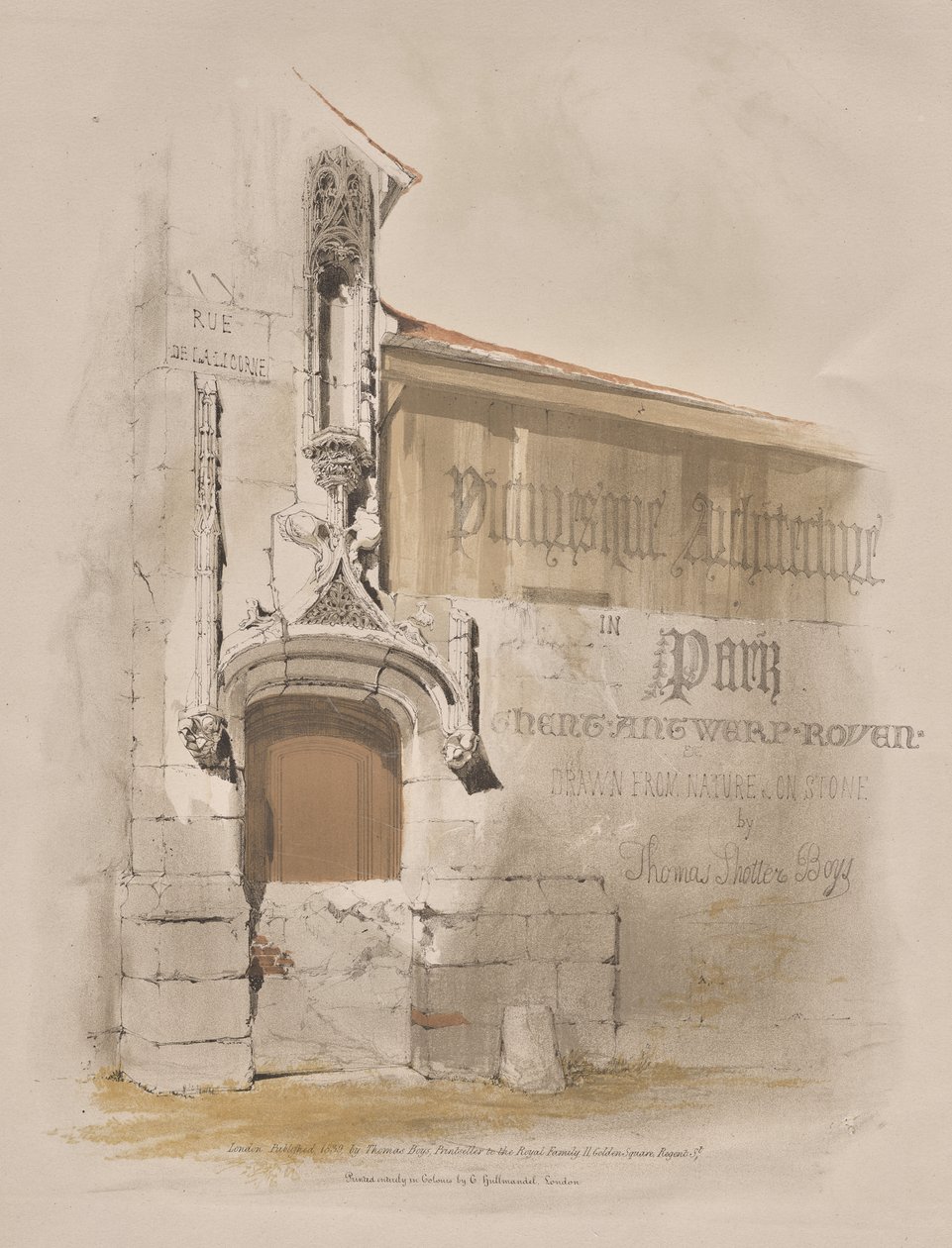 Kuvankaunis arkkitehtuuri Pariisissa, Gentissä, Antwerpenissä, Rouenissa: Rue de La Licorne tekijältä Thomas Shotter Boys
