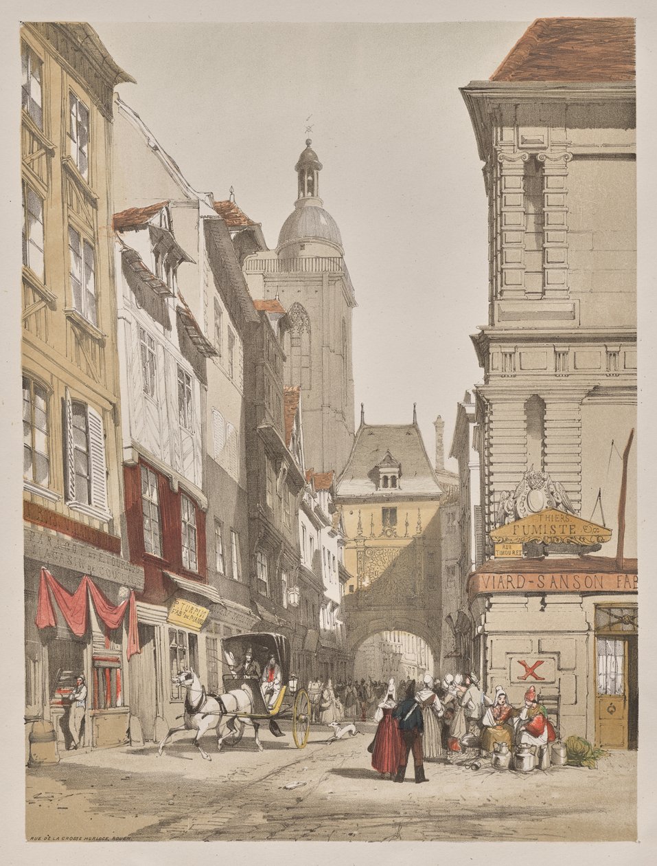 Kuvankaunis arkkitehtuuri Pariisissa, Gentissä, Antwerpenissä, Rouenissa: Rue de la Crosse Horlogue, Rouen, Ranska tekijältä Thomas Shotter Boys