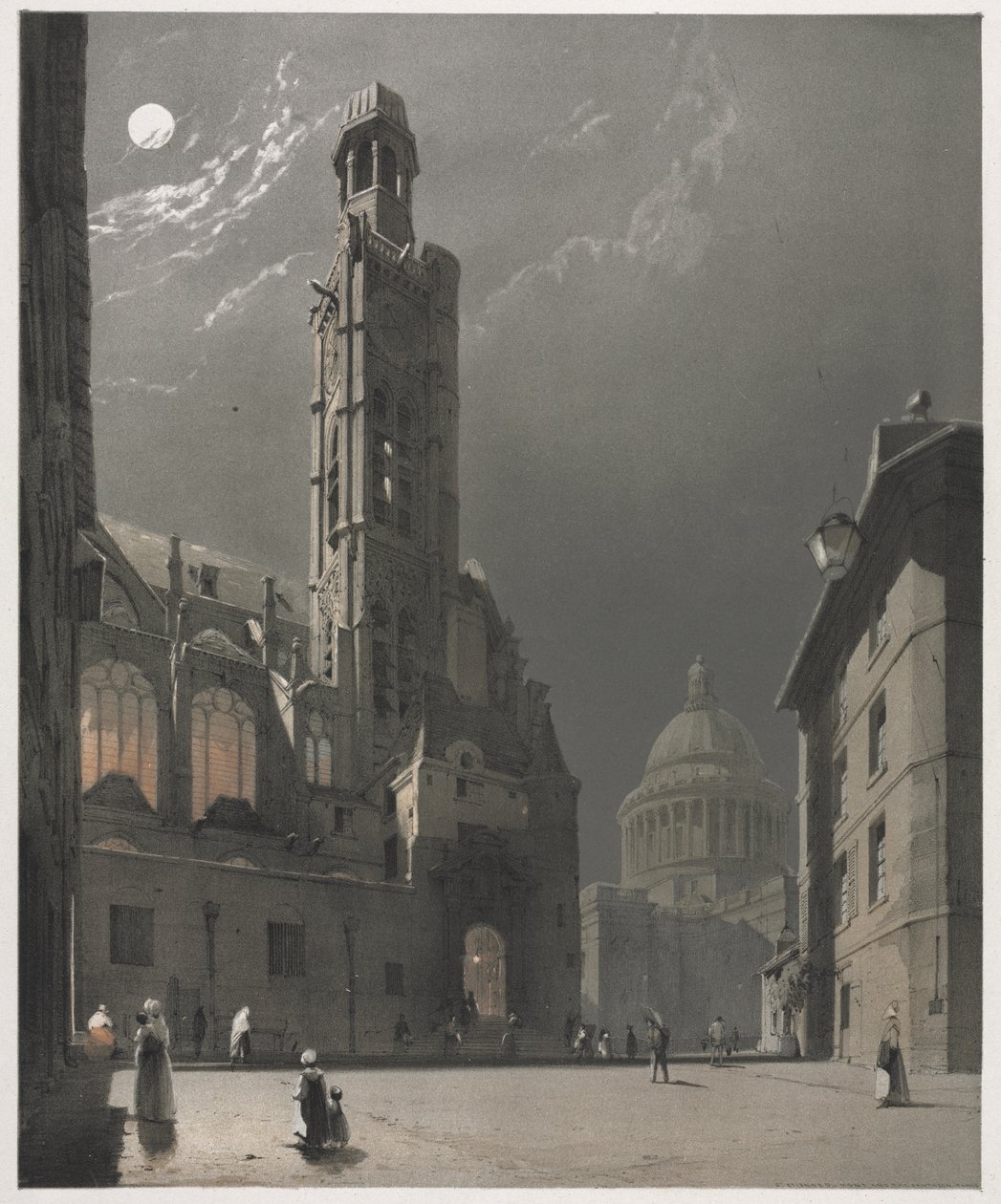 Kuvankaunis arkkitehtuuri Pariisissa, Gentissä, Antwerpenissä, Rouenissa: St. Etienne du Mont ja Pantheon, Pariisi tekijältä Thomas Shotter Boys