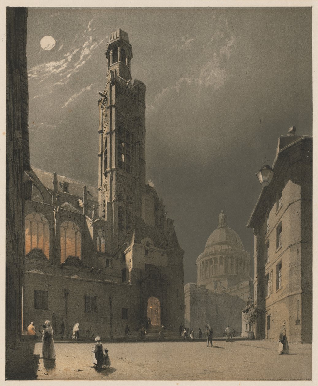 Kuvankaunis arkkitehtuuri Pariisissa, Gentissä, Antwerpenissä, Rouenissa: St. Etienne du Mont ja Pantheon, Pariisi tekijältä Thomas Shotter Boys