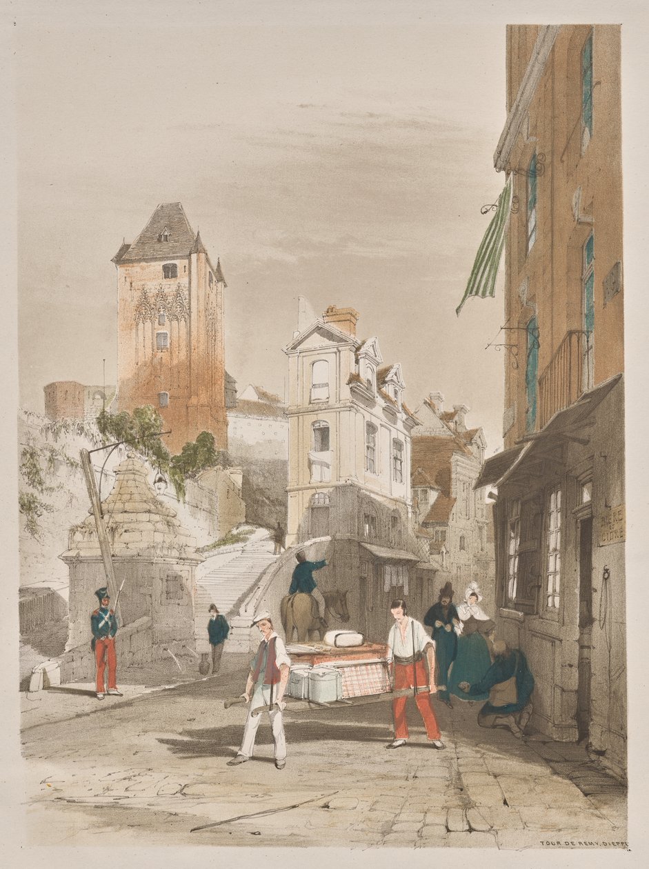 Kuvankaunis arkkitehtuuri Pariisissa, Gentissä, Antwerpenissä, Rouenissa: Tour de Remy, Dieppe, Ranska tekijältä Thomas Shotter Boys