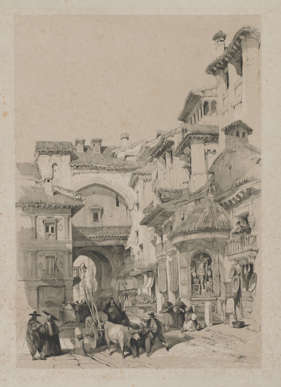 Kuvankauniita luonnoksia Espanjassa: Vivarramblan portti, Granada tekijältä Thomas Shotter Boys