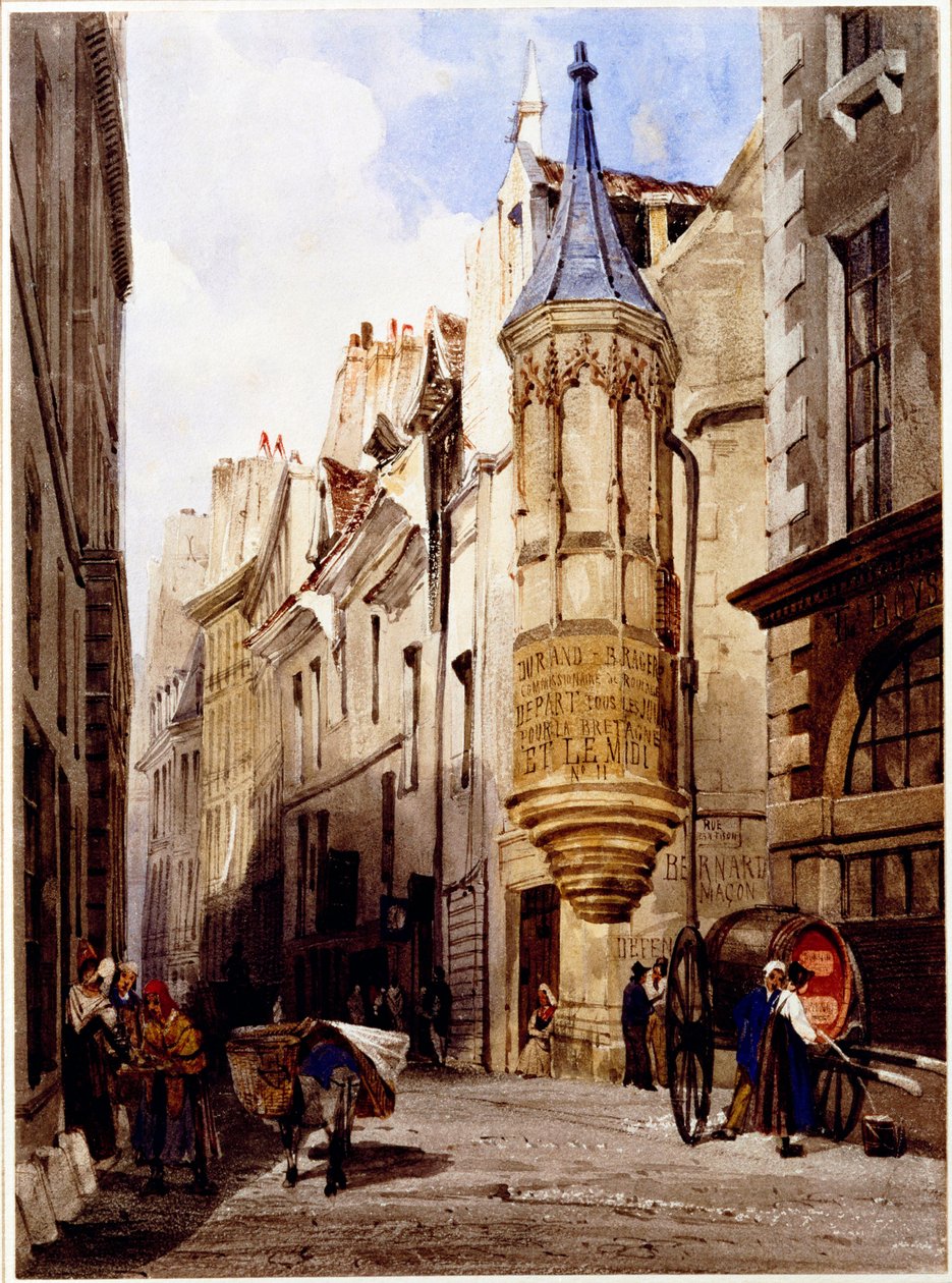 Rue de l"Amiral Coligny, rue Bailleul, Pariisi, 1831 tekijältä Thomas Shotter Boys