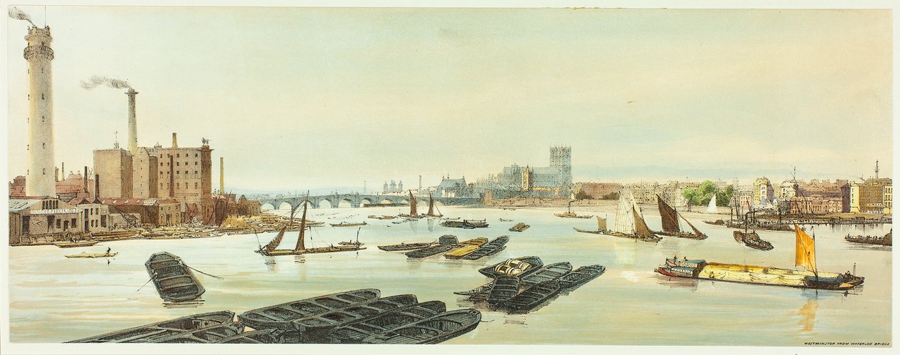 Westminster, Waterloo Bridgeltä, levy yhdeksäntoista kohteesta Original Views of London sellaisena kuin se on tekijältä Thomas Shotter Boys