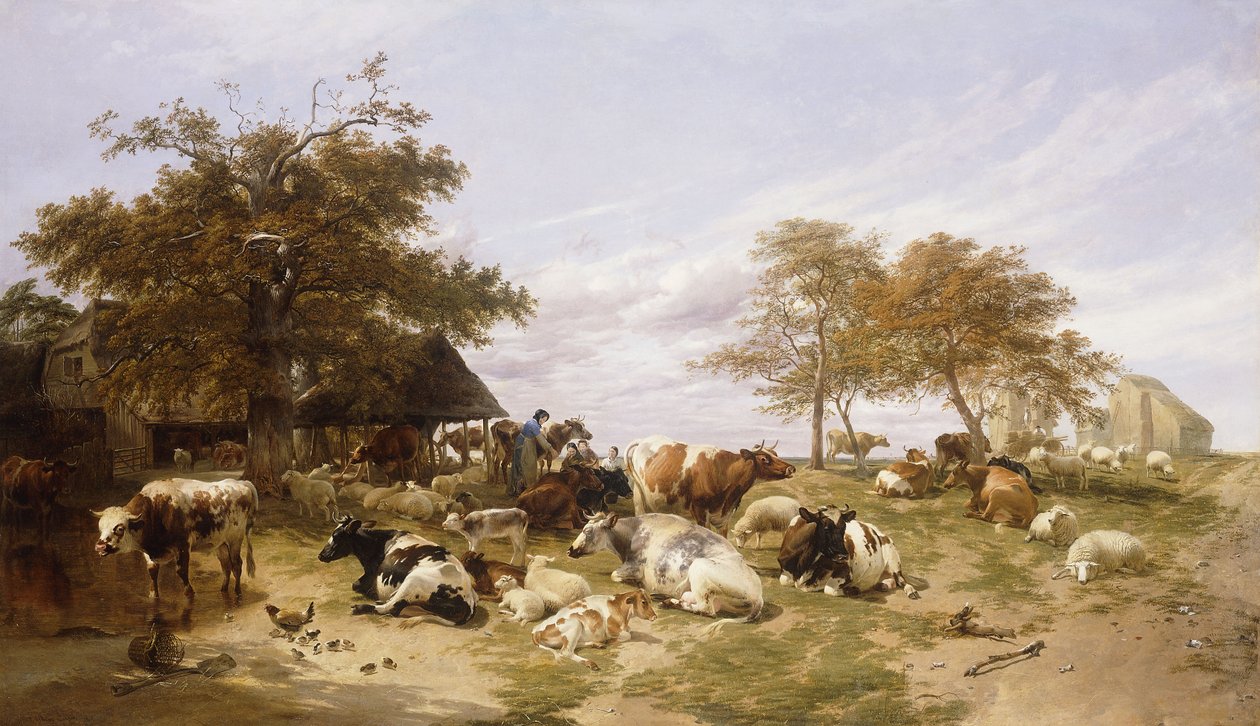 Maitotila suoalueella, East Kent, 1859 tekijältä Thomas Sidney Cooper
