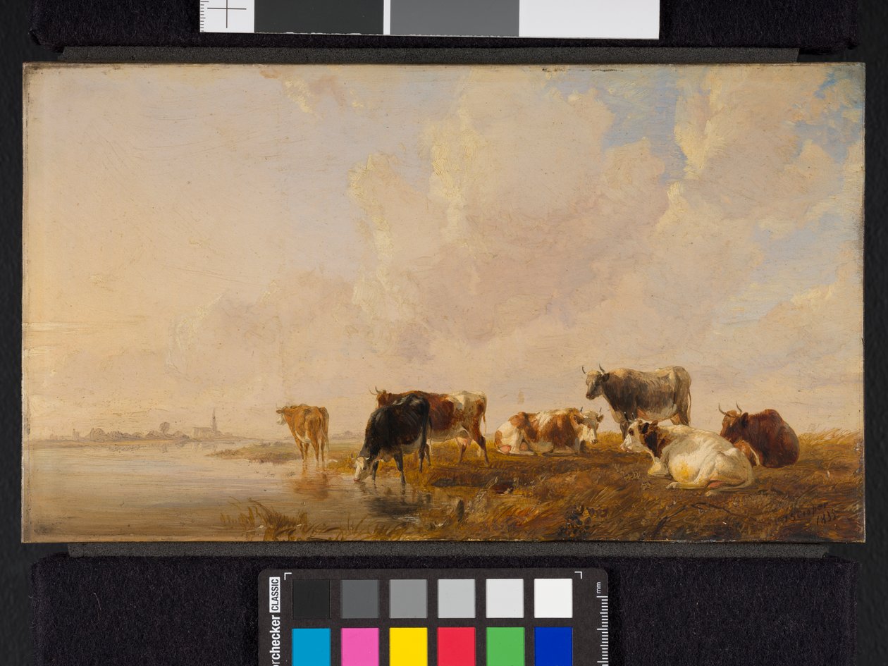 Karja joen rannalla, 1835 tekijältä Thomas Sidney Cooper