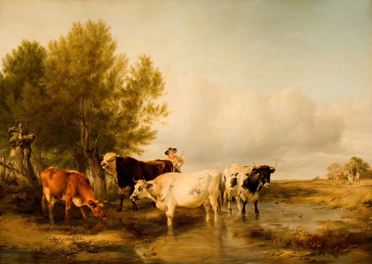 Karjaa virrassa, 1841. tekijältä Thomas Sidney Cooper