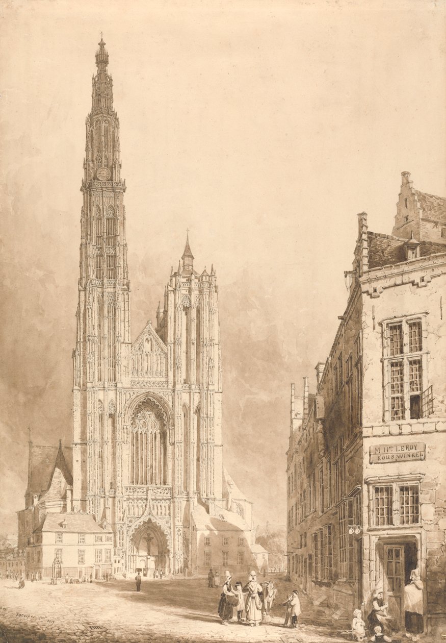Näkymä Antwerpenin katedraalille tekijältä Thomas Sidney Cooper