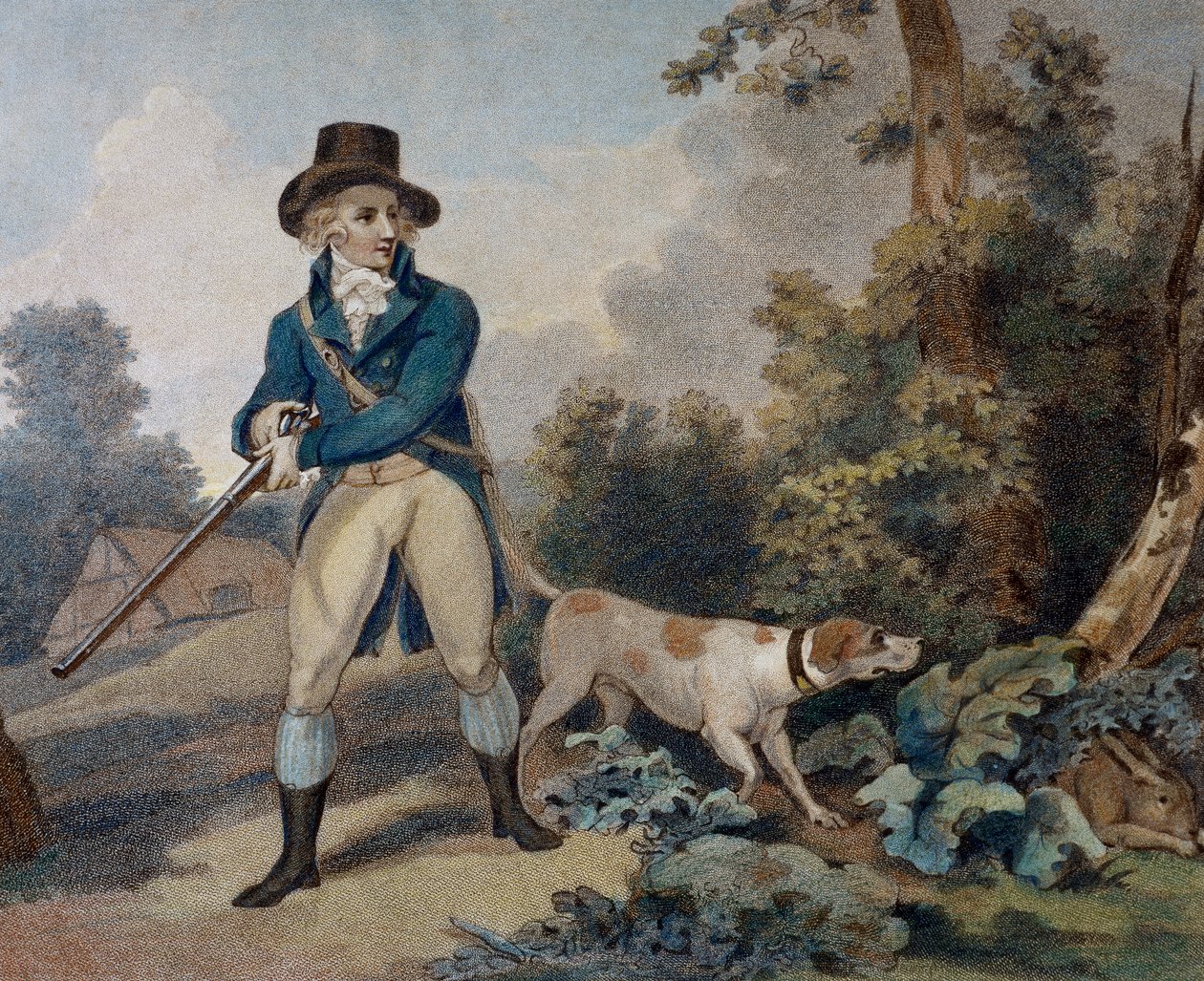 Jäniksen metsästys, kaiverrus Thomas Simpson (1765-1801) tekijältä Thomas Simpson