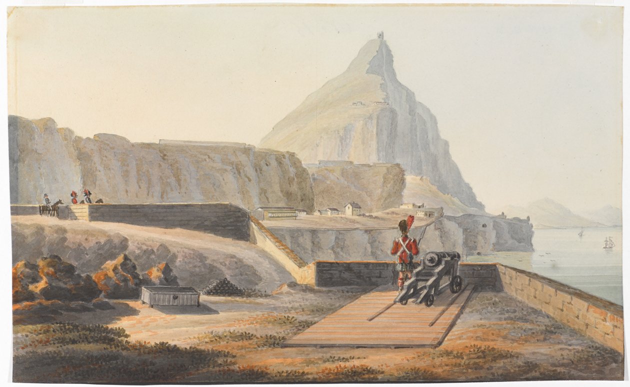 Kuvernöörien mökki Gibraltarin kalliolla, maaliskuu 1827. (akvarelli) tekijältä Thomas Staunton St Clair