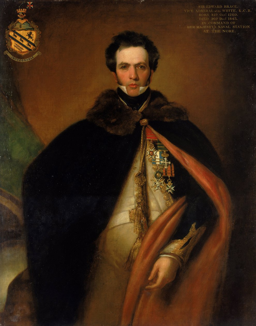 Muotokuva kapteeni Sir Edward Bracesta (n. 1769-1843), joka kunnostautui Britannian laivastossa Välimeren rintamilla Ranskan (1792-1802) ja Napoleonin (1803-1815) vallankumoussotien aikana. tekijältä Thomas Stewardson