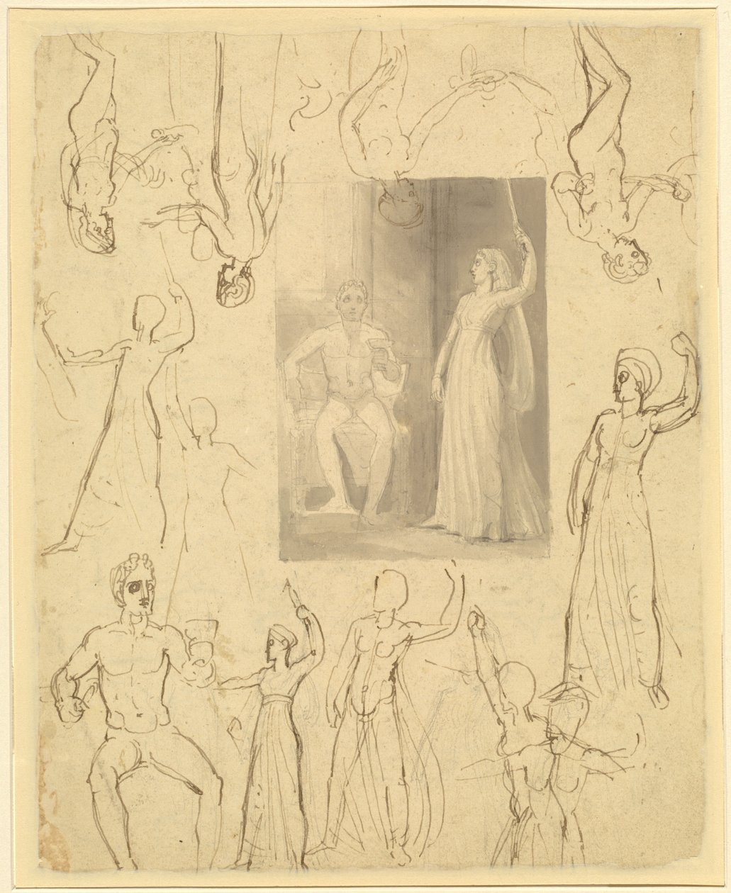 Suunnittelu kirjakuvitukseen Circestä ja Odysseuksesta [recto] tekijältä Thomas Stothard