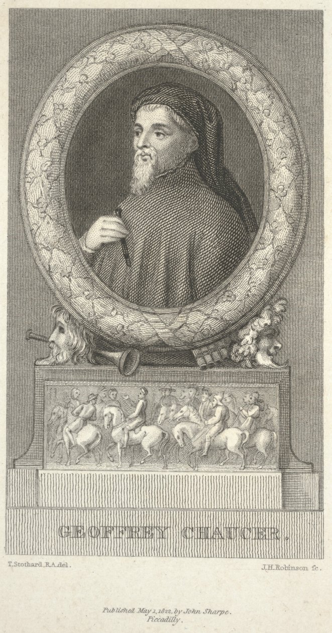 Geoffrey Chaucer, kaiverrus John Henry Robinson (1796–1871) tekijältä Thomas Stothard