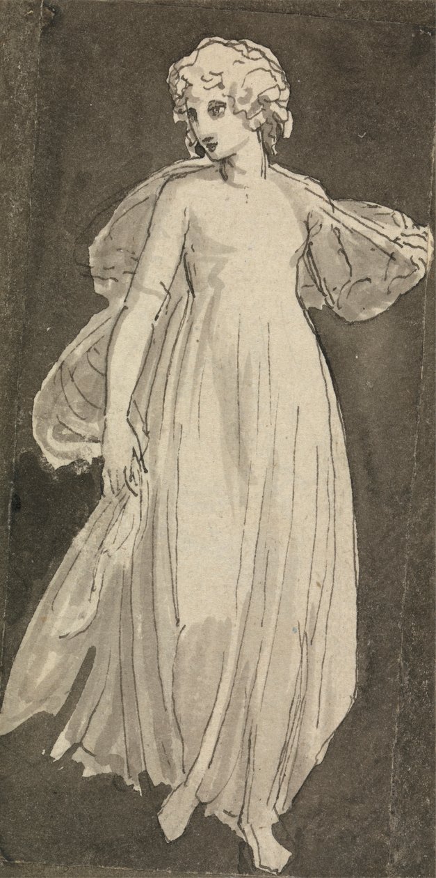 Tyttö, täyspitkä, kasvot edessä tekijältä Thomas Stothard