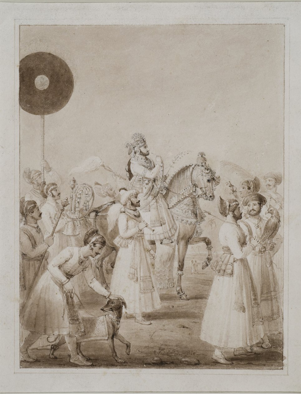 Muotokuva Maharana Bhim Singhistä Udaipurista hevosen selässä tekijältä Thomas Stothard