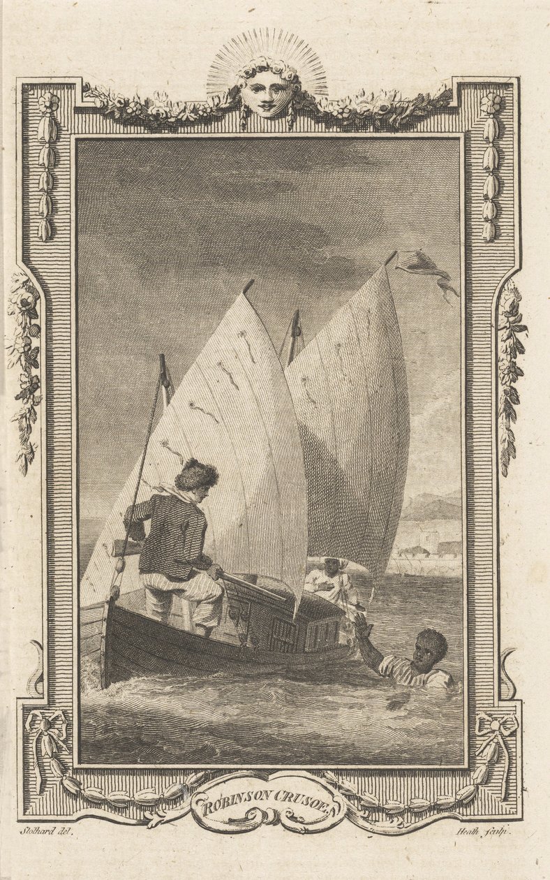 Robinson Crusoe, Novelists Magazine, pub. 1781 tekijältä Thomas Stothard