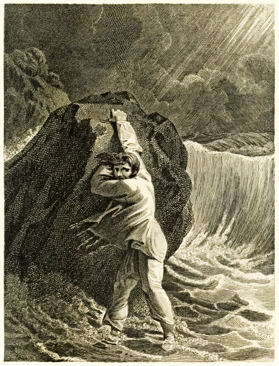 ?Robinson Crusoe haaksirikkoutui ja takertui kallioon? "Robinson Crusoen elämä ja oudot yllättävät seikkailut tai York, Mariner?" Kirjailija: Daniel Defoe tekijältä Thomas Stothard