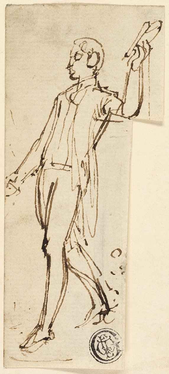 Luonnos seisovasta miehestä käsivarrella tekijältä Thomas Stothard