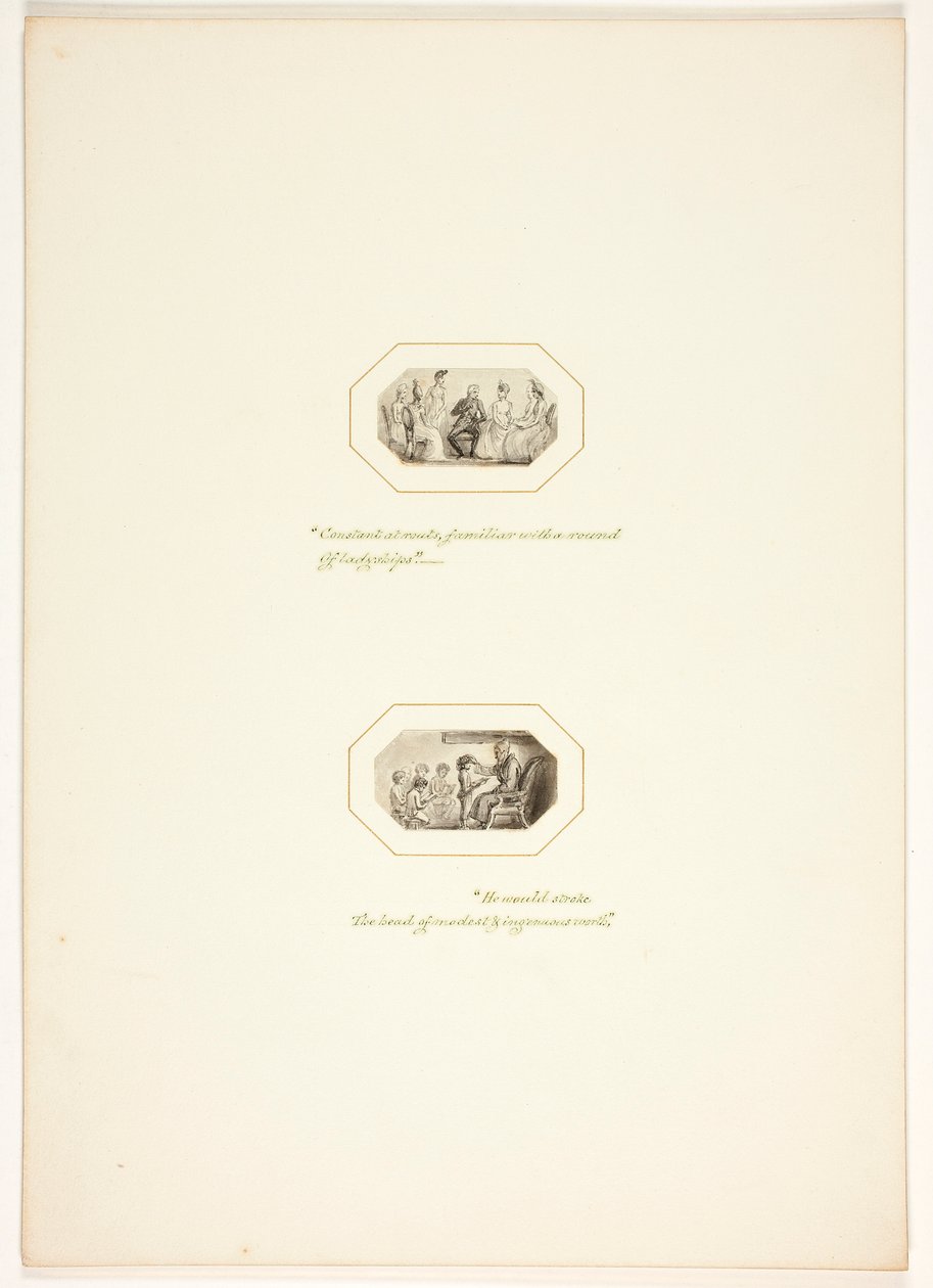 Tutkielma teoksen "The Task" kuvalaattaa varten tekijältä Thomas Stothard