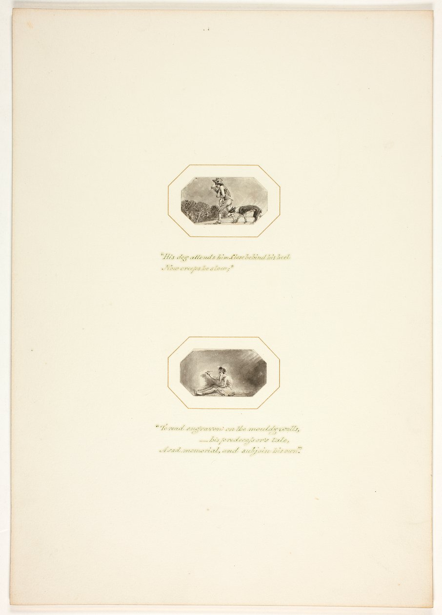 Tutkielma "The Task" -teoksen kuvalaattaa varten tekijältä Thomas Stothard