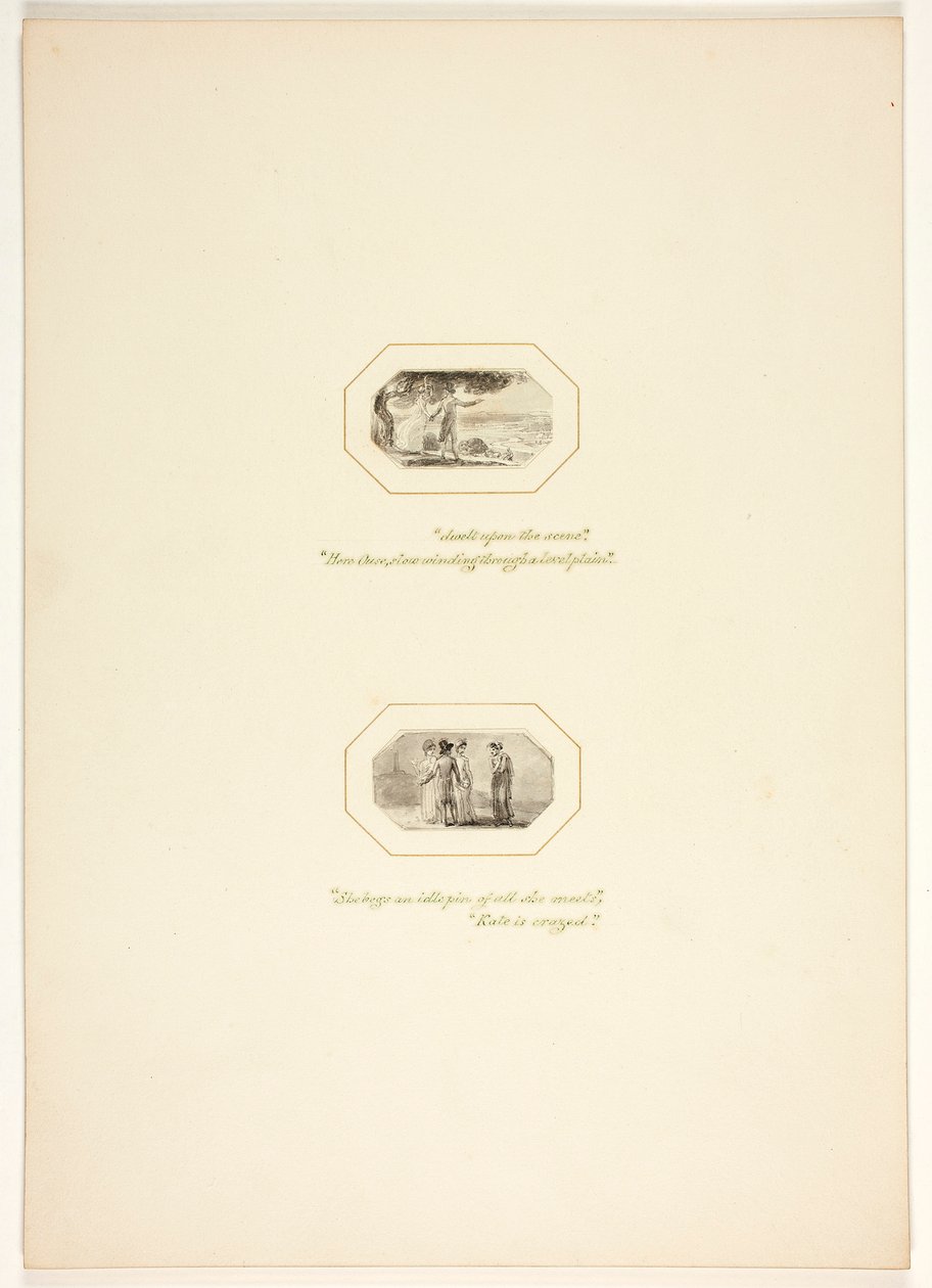 Tutkielma teoksen "The Task" kuvalaattaa varten tekijältä Thomas Stothard