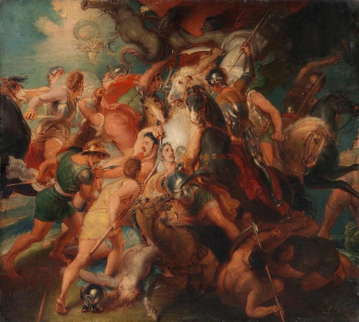 Sodan kauhut, luonnos Burghley Housen seinämaalaukseen tekijältä Thomas Stothard