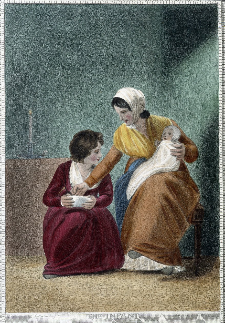 The Newborn - Shakespearen teoksessa "Ihmisen 7 aikakautta", ill. kirjoittanut W. Broniley, Lontoo tekijältä Thomas Stothard