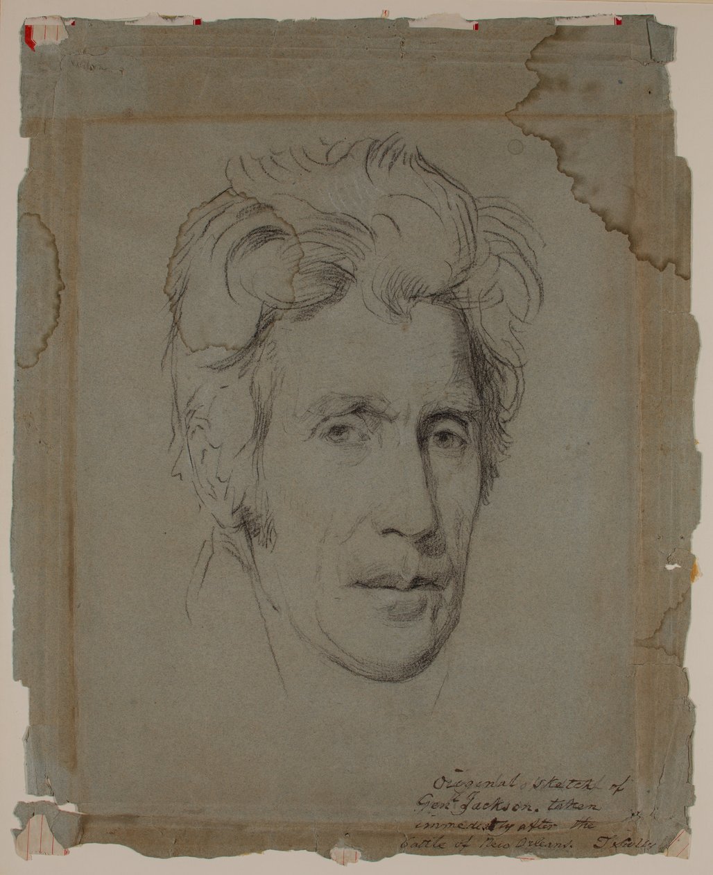 Andrew Jackson, New Orleansin taistelun jälkeen, n. 1815 (piirustus) tekijältä Thomas Sully