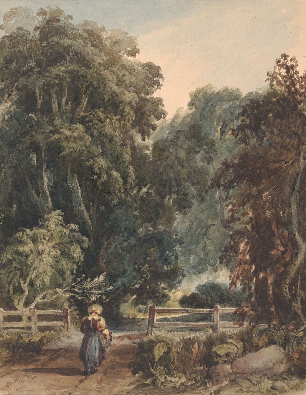 Tyttö kaistalla saapumassa metsäiselle alueelle tekijältä Thomas Sully