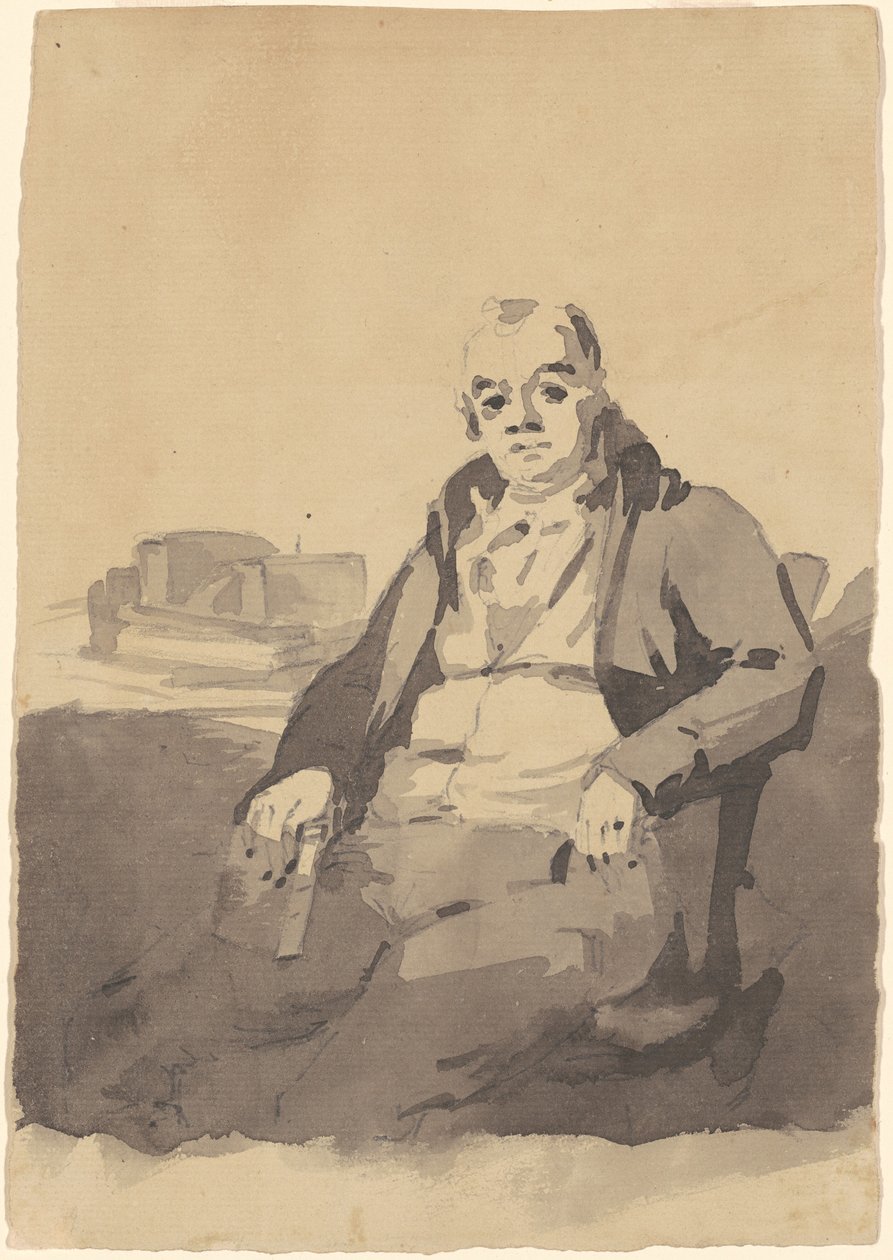 Mies pitelee kirjaa [recto] tekijältä Thomas Sully