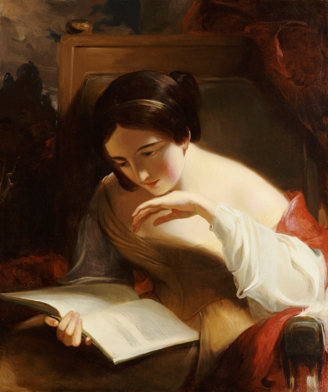 Lukevan tytön muotokuva, 1842 tekijältä Thomas Sully