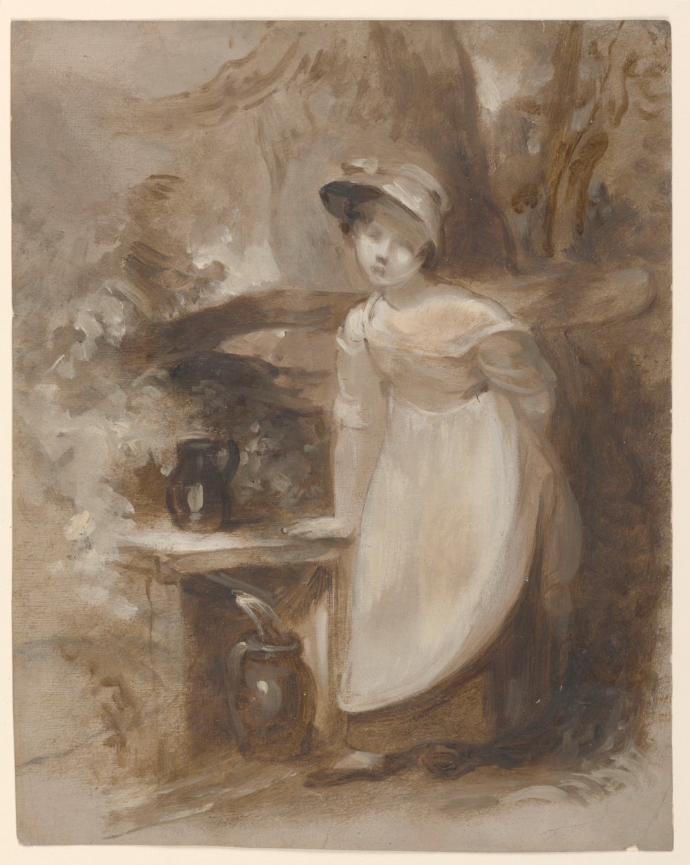 Nuori tyttö saa vettä lähteestä tekijältä Thomas Sully