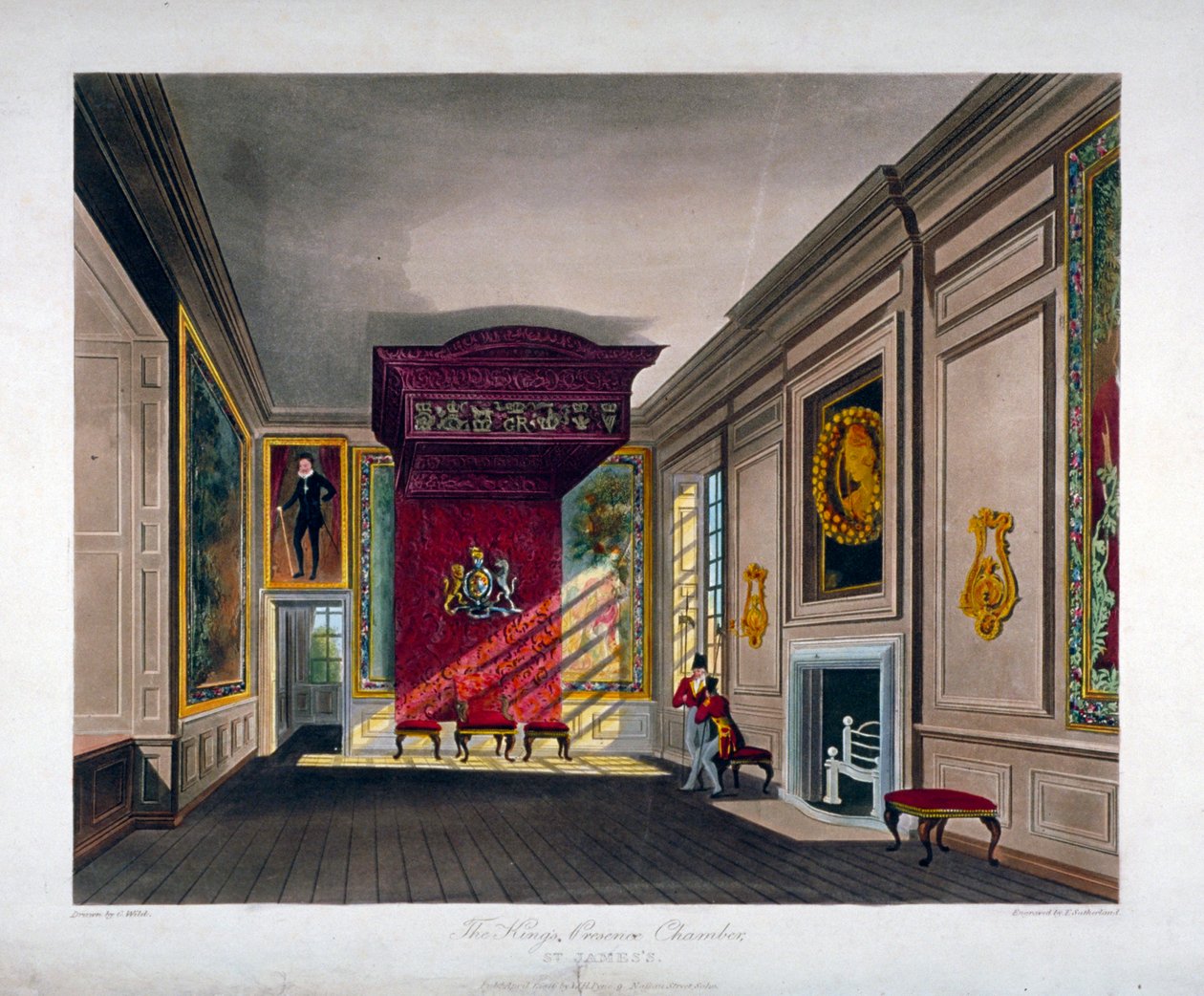 Sisäkuva St Jamesin palatsista, Westminster, Lontoo, 1816 tekijältä Thomas Sutherland
